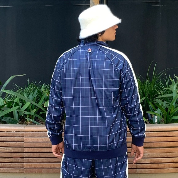 Men's Fila Navy | Teal | White Plaid Casual Outfit Set Tracksuits NWT - Picture 3 of 9